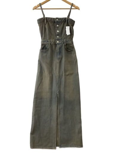 商品画像：24SS/ナローデニムワンピース/FREE/コットン/IDG/無地/042420370701-01// 1