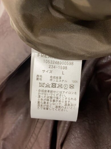 商品画像：レザージャケット・ブルゾン/L/フェイクレザー/BRW/無地/1053248900598// 4