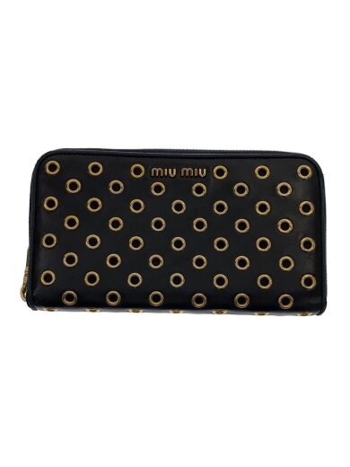 画像：MIU MIUNAPPA VELE/ハトメデザイン/財布/レザー/BLK/レディース1