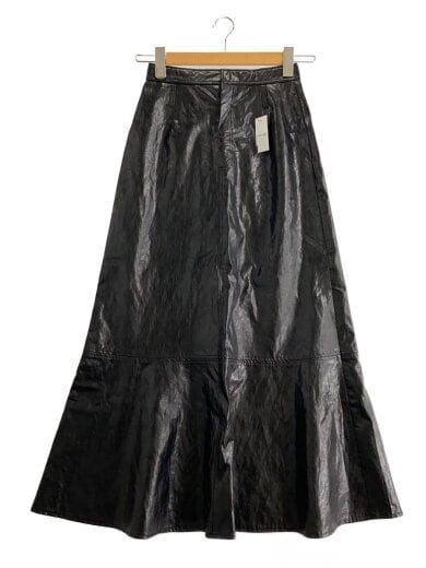 商品画像：WAIST DESIGN BELT  SEMI FLARE SKIRT/S/フェイクレザー/BLK/無地/022// 1