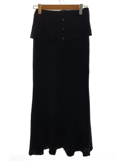 商品画像：UND RACCOON BLEND KNIT SKIRT/ロングスカート/S/ウール/BLK/無地/0225209// 1
