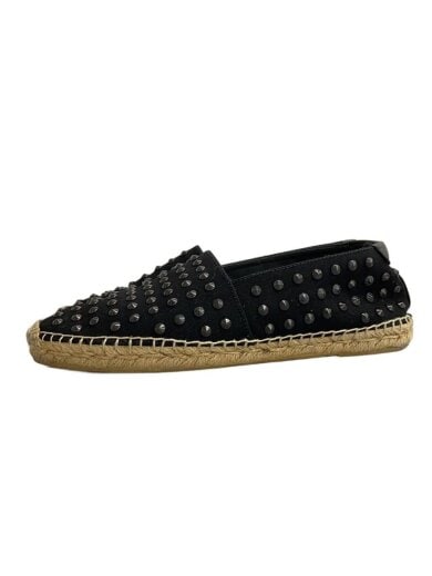 商品画像：Black Studded Canvas Flat Espadrilles/40/BLK/CR 378012 1