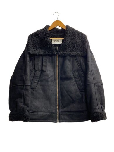 商品画像：WIDE COLLAR MOUTON COAT/FREE/ポリエステル/BLK/0119030003// 1