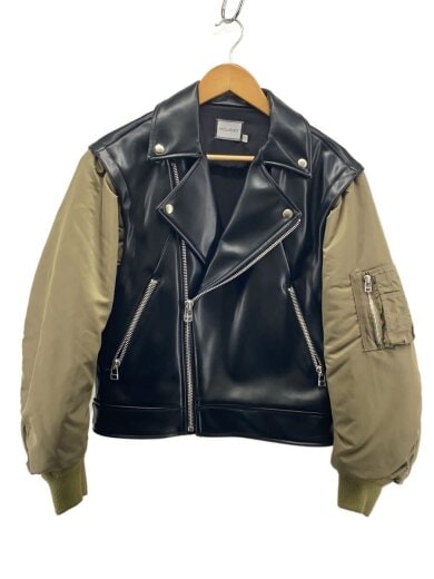 商品画像：FAUX LEATHER DETACHABLEジャケット/1/ナイロン/BLK/無地/010GAG30-5160 1