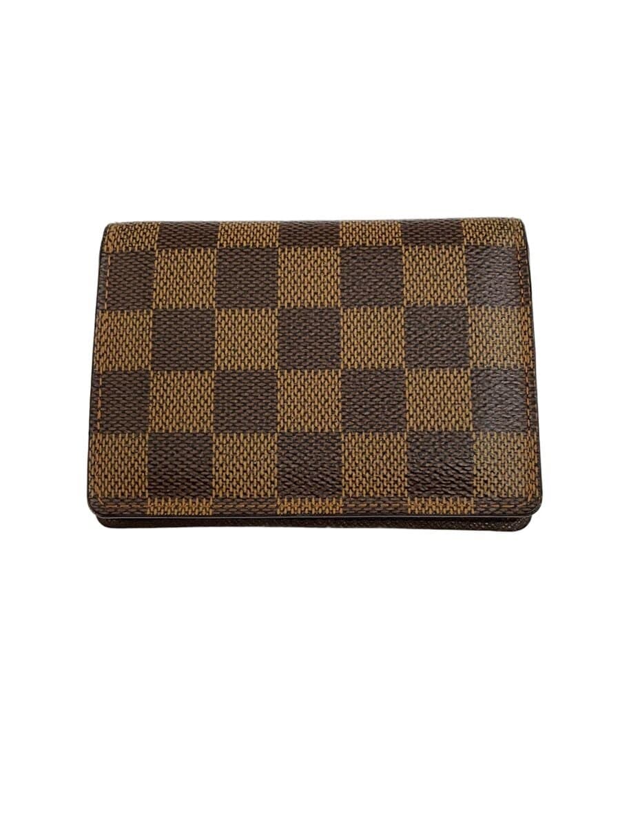 LOUIS VUITTON / ポルト・ドゥ・カルト・ヴェルティカル_ダミエ・エベヌ/レザー/BRW/メンズ