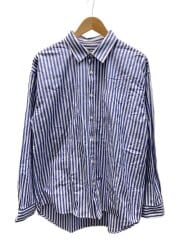 Classic Poplin/長袖シャツ/M/コットン/BLU/ストライプ/1110248
