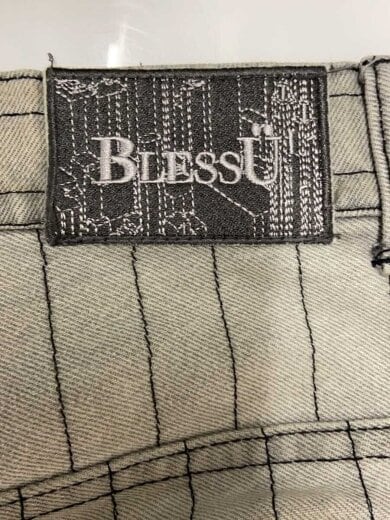 商品画像：BU stripe denim/ワイドパンツ/M/デニム/GRY/ストライプ/BU0088 4