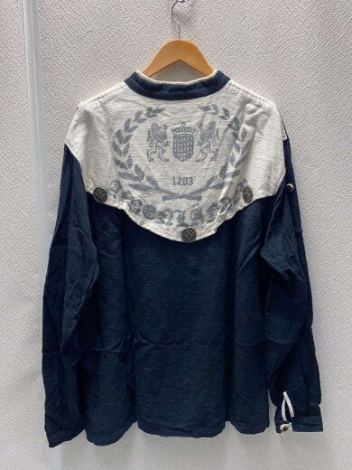 商品画像：ALPENLANDER/チロリアンシャツ/プルオーバー/レースアップ/L/リネン/NVY 2