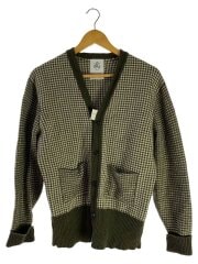 カーディガン(厚手)/--/カシミア/GRN/千鳥格子