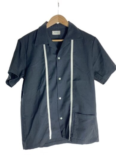 商品画像：半袖シャツ/M/--/BLK/オープンカラー/ストライプ 1