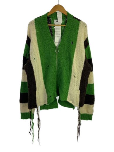 商品画像：21AW/ZIP UP STRIPE CARDIGAN/L/ウール/GRN/ストライプ/21AW36KN60 1