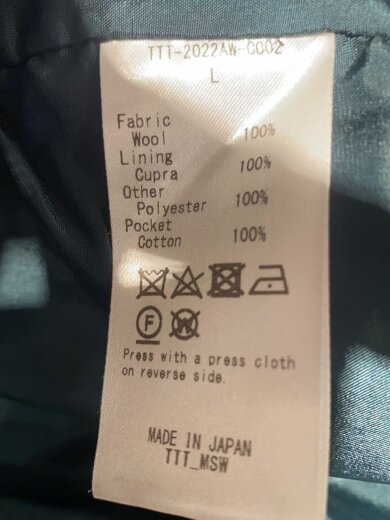 商品画像：ボタンレスチェスターコート/L/ウール/GRN/TTT-2022AW-C002 4