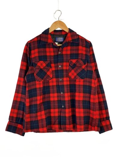 商品画像：50s/長袖シャツ/M/ウール/RED/チェック// 1