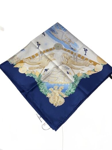 商品画像：スカーフ/シルク/NVY/総柄/レディース 1