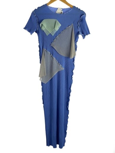 商品画像：todo/プリーツ半袖ワンピース/--/ポリエステル/BLU 1