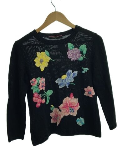 商品画像：ニット・セーター(薄手)/M/コットン/BLK/無地/0377456 1