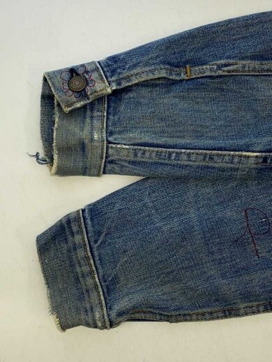 商品画像：60s-70s/ボタン裏525/BIG E/ハンドペイント/コットン/BLU/70505 3