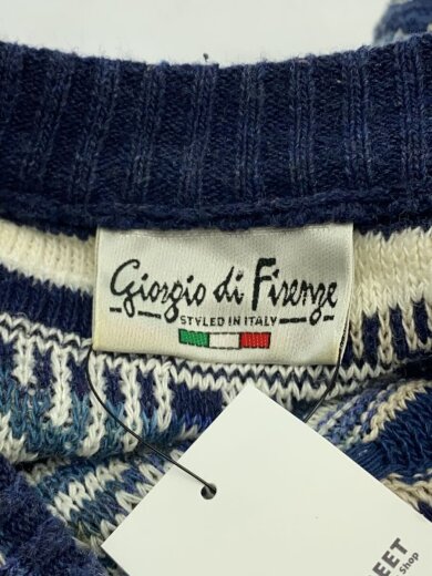 商品画像：Giorgio di Firenze/3Dニット/フロントシミあり/L/コットン/BLU/総柄 3