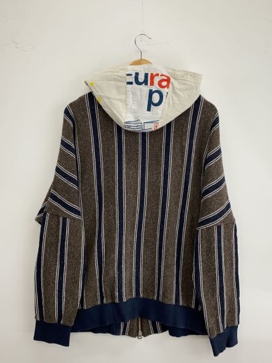商品画像：JOLLY/リメイク/ジップパーカー/--/コットン/BRW/ストライプ// 2