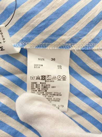 商品画像：長袖ブラウス/36/コットン/BLU/ストライプ 4