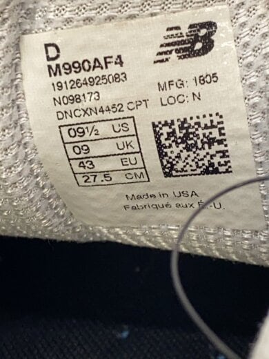 商品画像：ニューバランス/M990/27.5cm/WHT/ホワイト/白/ニューバランス/// 5