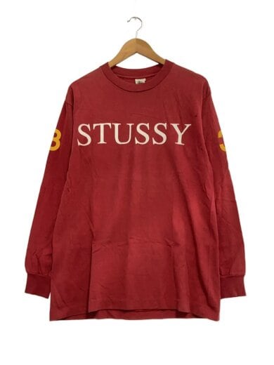 画像：STUSSY長袖Tシャツ/L/コットン/RED/プリント//1