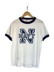 80s/リンガーTシャツ/NAVY/L/コットン/WHT