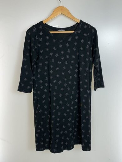 商品画像：7分袖ワンピース/FREE/レーヨン/BLK/総柄 1