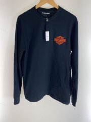 ヘンリーネックカットソー/L/コットン/BLK