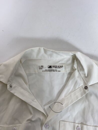 商品画像：長袖シャツ/L/コットン/WHT/USA製/ワークシャツ 5