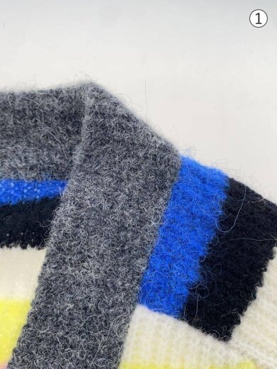 商品画像：ビジューボタン付き/カーディガン(厚手)/XS/アルパカ/マルチカラー/ボーダー 7