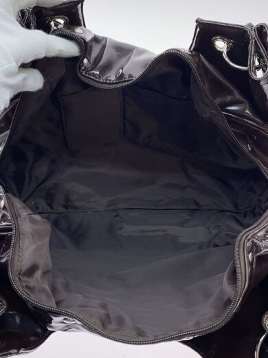 商品画像：Y2K クロコ型押し スタッズエナメルトートバッグ/エナメル/BRW 5