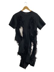 ファーカットアウトTシャツ/M/ポリエステル/BLK/pl-t007