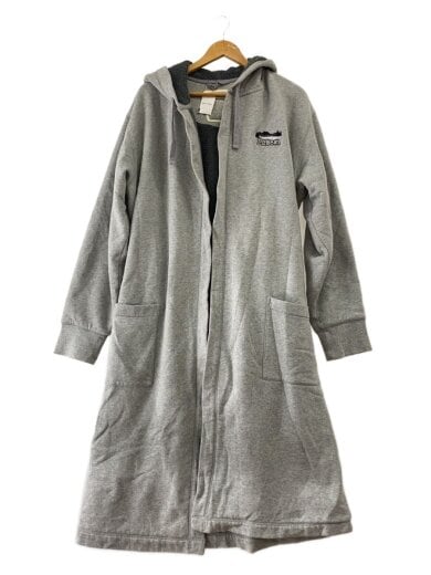 商品画像：スウェット地 刺繍ロゴ フーデッドコート/S/コットン/GRY 1