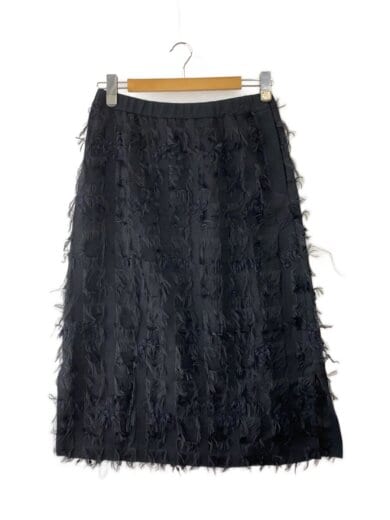 商品画像：フリンジジャガードスカート/ロングスカート/3/コットン/BLK 1