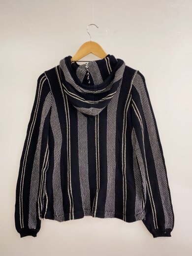 商品画像：ニットメキシカンパーカー/S/コットン/BLK/ストライプ 2
