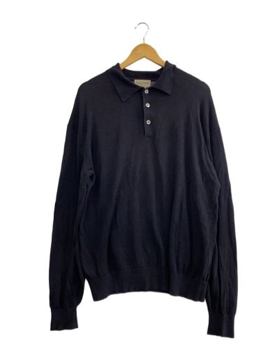 商品画像：90s コットン×レーヨン ニットポロ/L/コットン/BLK 1