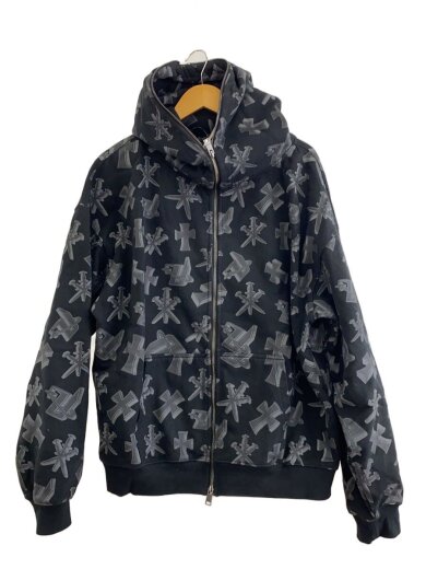 商品画像：ジップパーカー/L/コットン/BLK/総柄// 1
