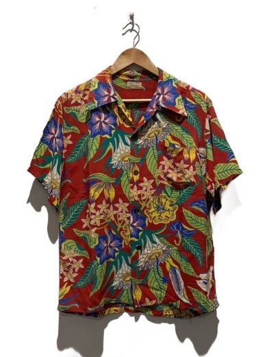 商品画像：40s-50s/推定レーヨン/Hanale/アロハシャツ/RED/花柄// 1