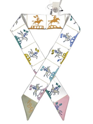 商品画像：スカーフ/シルク/WHT/総柄/レディース/064150S 07 1