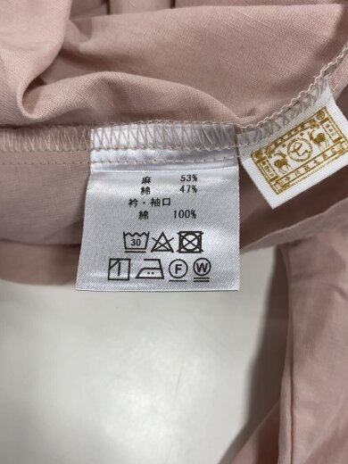 商品画像：リブ切替リネンシャツ/プルオーバー/長袖ブラウス/--/リネン/PNK/無地 4
