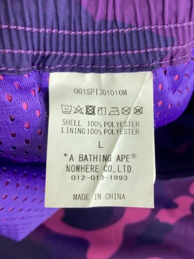 画像：A BATHING APEショートパンツ/L/ポリエステル/パープル/カモフラ/001SPI301016M/アベイシングエイプ5