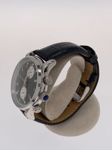 商品画像：クォーツ腕時計/アナログ/レザー/BLK/BLK/SS/P10031 2