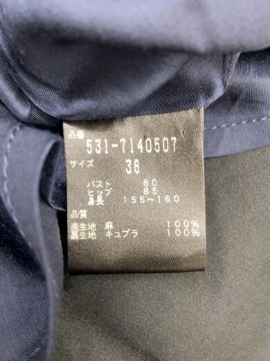 商品画像：7分袖ワンピース/36/リネン/NVY/無地/531-7140507// 4