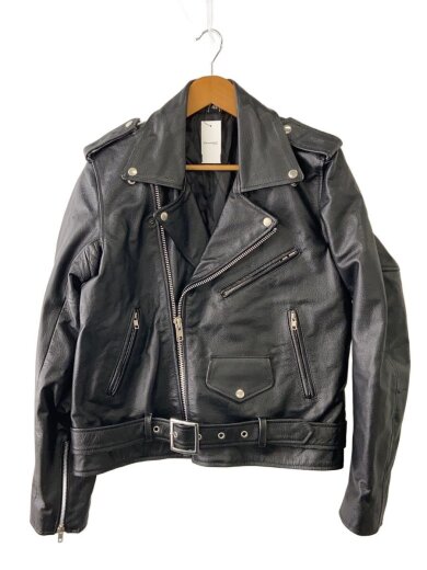 商品画像：ダブルライダースジャケット/エポレットボタン欠損/42/レザー/BLK 1