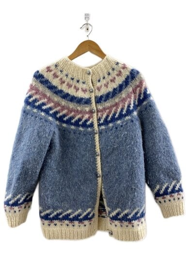 商品画像：カーディガン(厚手)/L/ウール/BLU 1