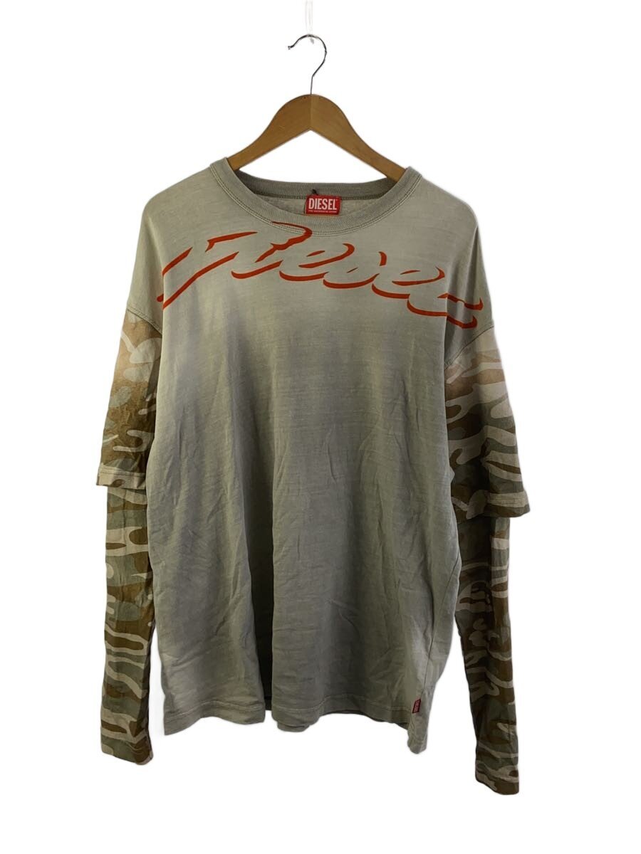 DIESEL / 長袖Tシャツ/カモフラ/L/コットン/BEG/T-WESHER-Q2