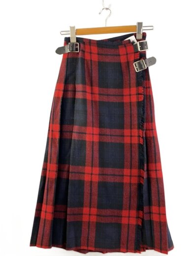 商品画像：ロングスカート/6/ウール/RED/チェック 1