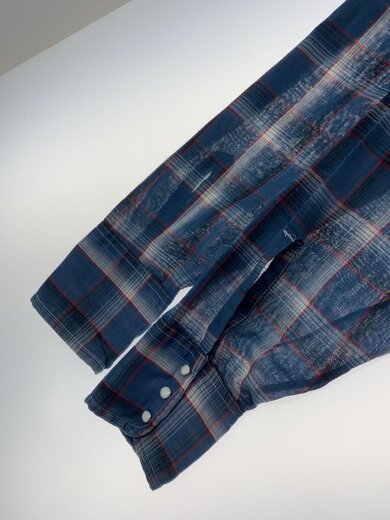 商品画像：70S/ウエスタンシャツ/長袖シャツ/M/コットン/BLU/チェック// 4