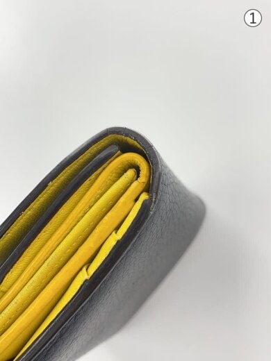 商品画像：3つ折り財布/レザー/BLK/無地/レディース 7